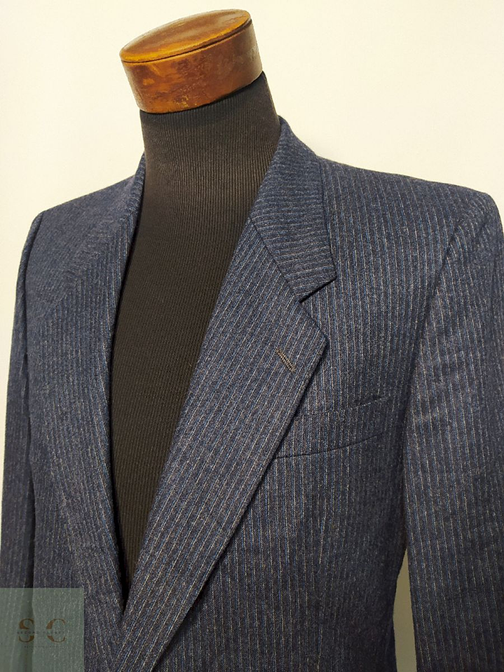 Blazer / Vestón Azul a Rayas – Lana Virgen – Talla M 3
