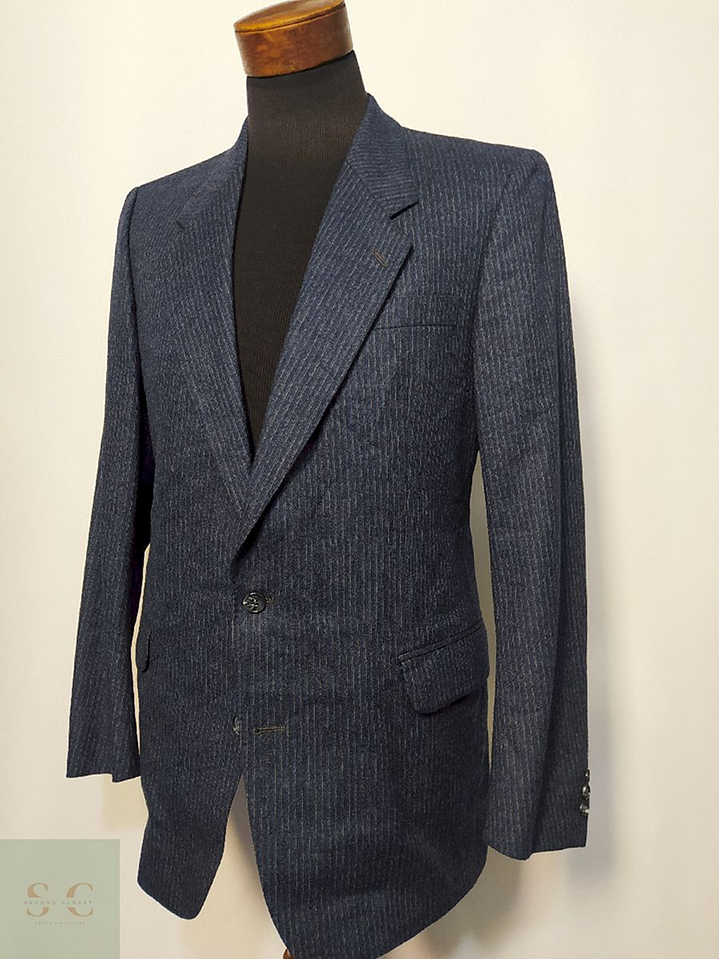 Blazer / Vestón Azul a Rayas – Lana Virgen – Talla M 1