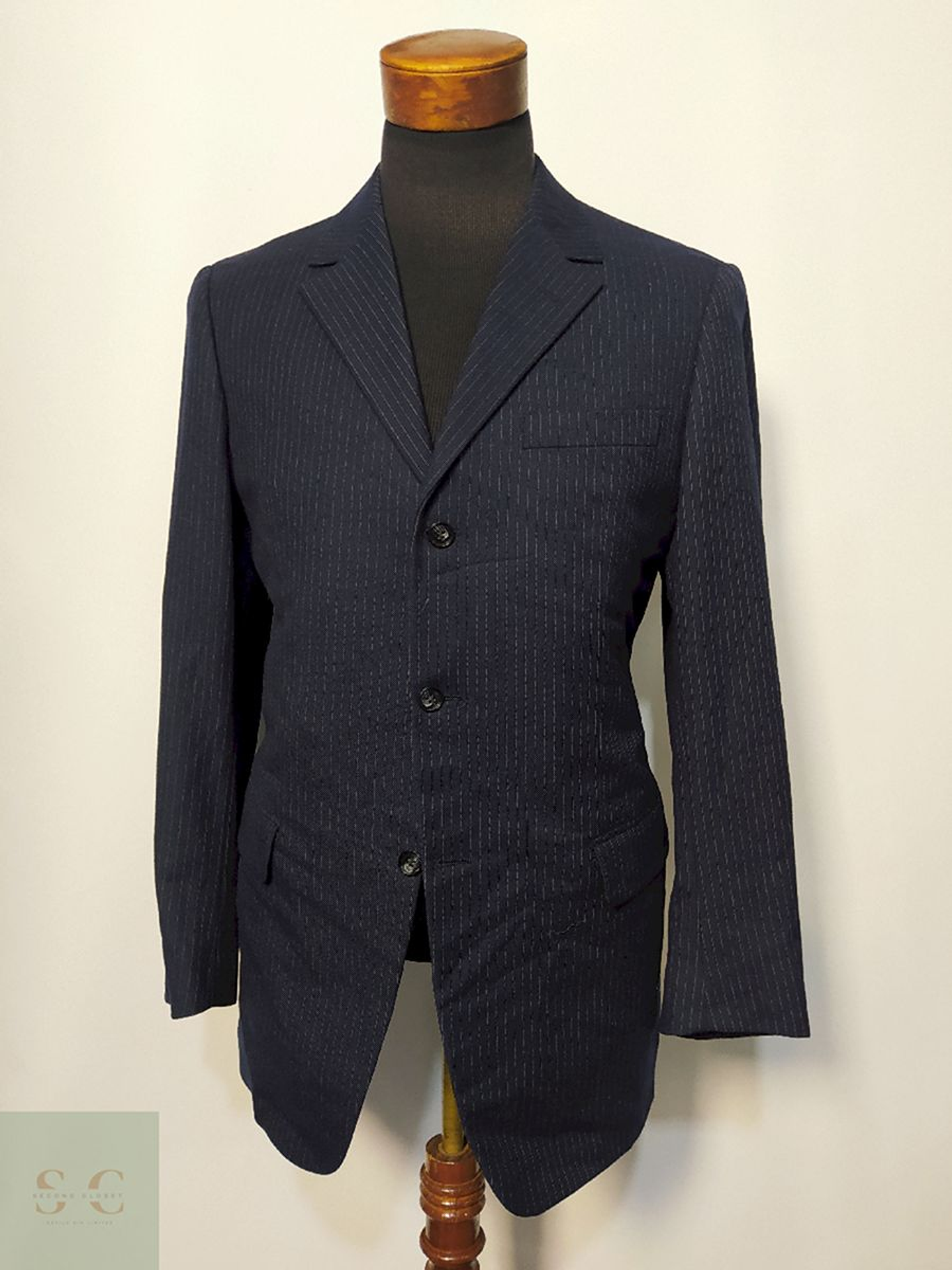 Blazer / Vestón Brax Azul a Rayas – Talla SM 1