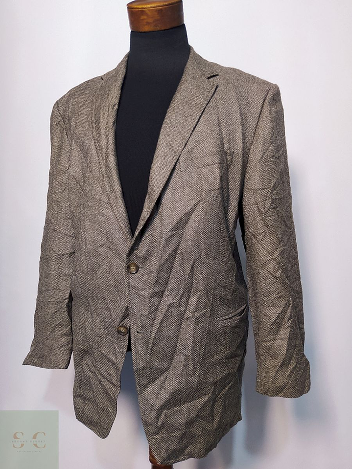 Blazer / Vestón Café Tela Delgada – Lana Virgen – Talla XL 1