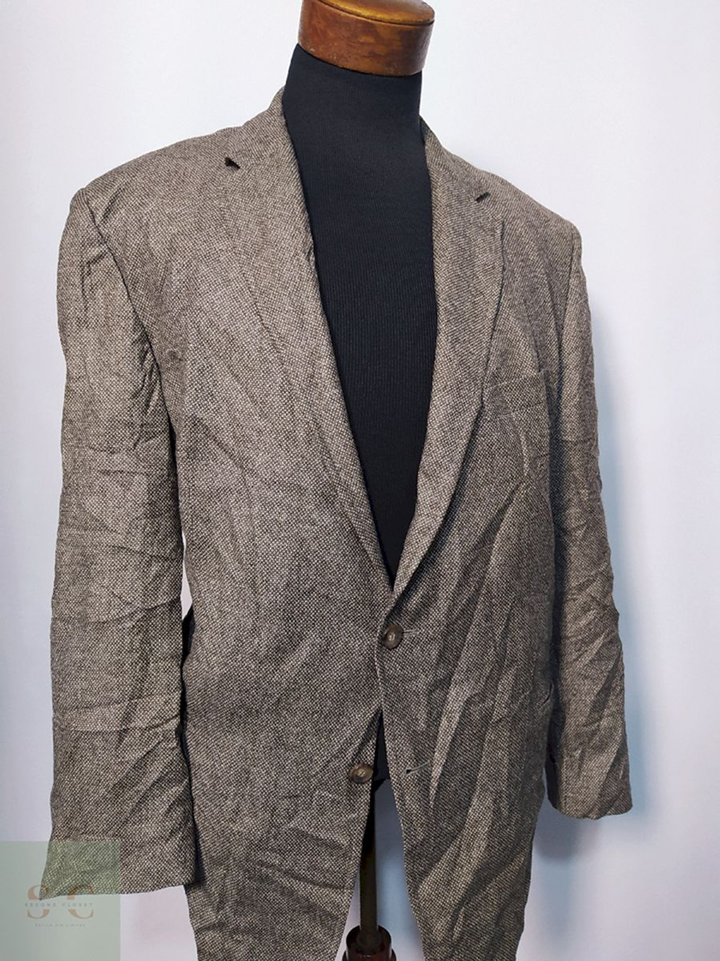 Blazer / Vestón Café Tela Delgada – Lana Virgen – Talla XL 2