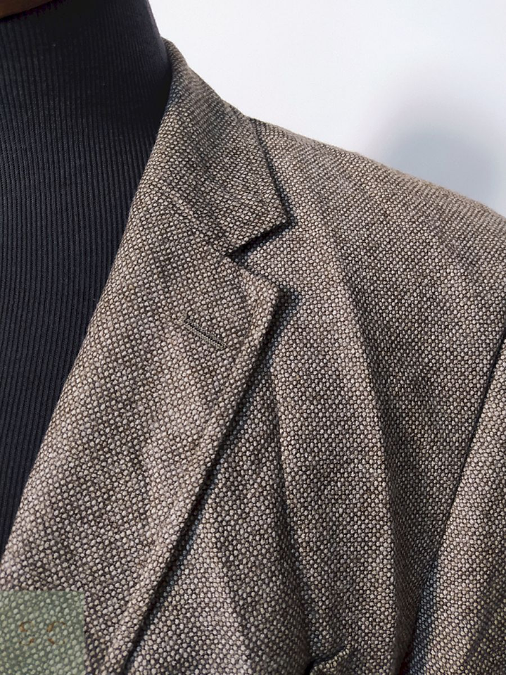 Blazer / Vestón Café Tela Delgada – Lana Virgen – Talla XL 3