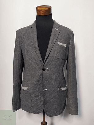 Blazer / Vestón Gris con Coderas – Algodón – Talla M