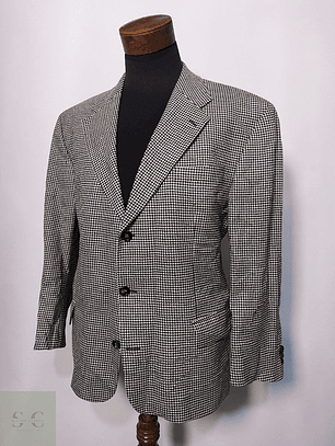 Blazer / Vestón Carl Gross Pata de Gallo Blanco/Negro – Lana Stretch – Talla XXL