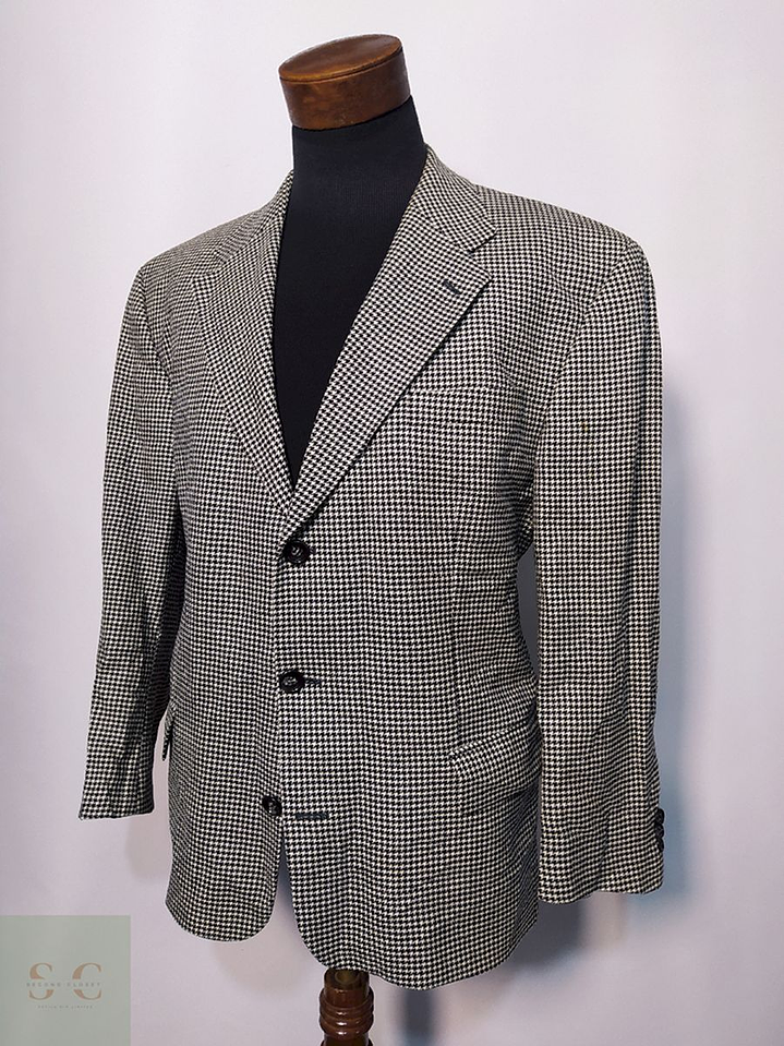 Blazer / Vestón Carl Gross Pata de Gallo Blanco/Negro – Lana Stretch – Talla XXL 1