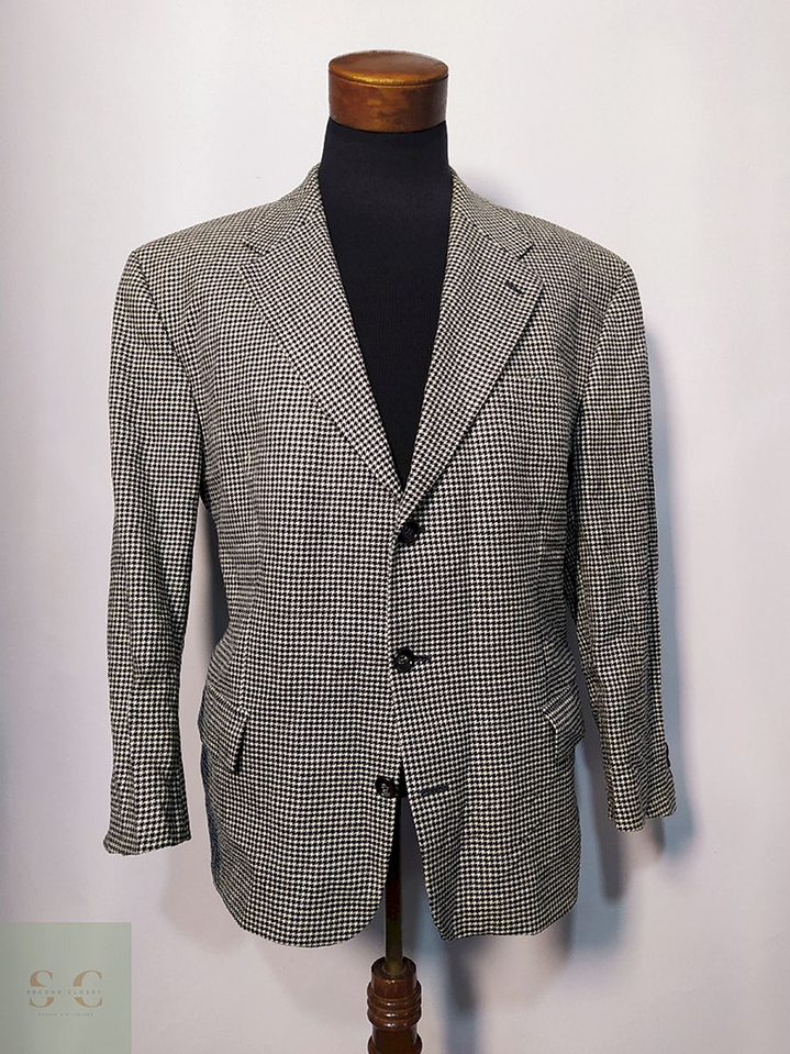 Blazer / Vestón Carl Gross Pata de Gallo Blanco/Negro – Lana Stretch – Talla XXL 2