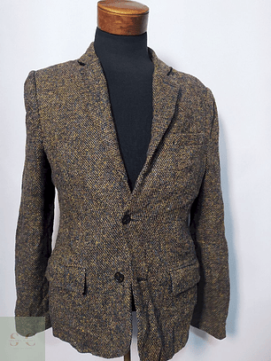 Blazer / Vestón Tweed Ligero Café con Coderas – Talla SM