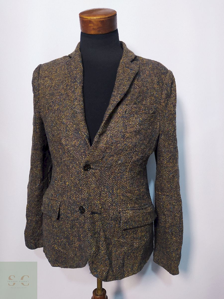 Blazer / Vestón Tweed Ligero Café con Coderas – Talla SM 2