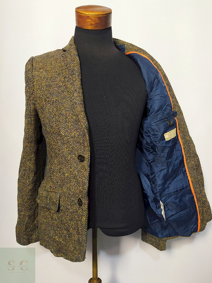 Blazer / Vestón Tweed Ligero Café con Coderas – Talla SM 3