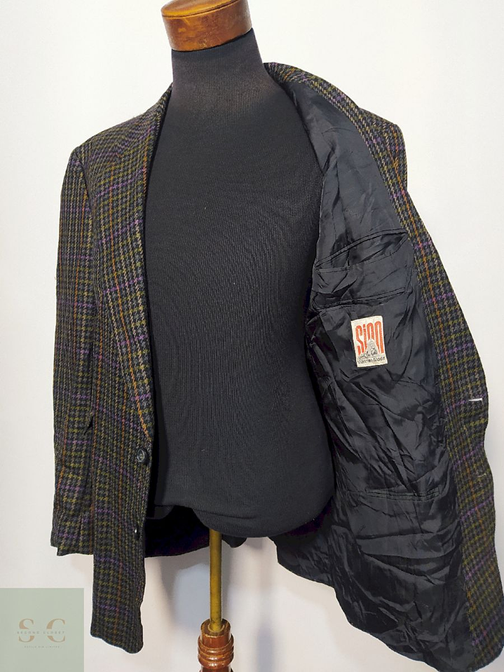 Blazer / Vestón Morado con Negro – Talla XL 3