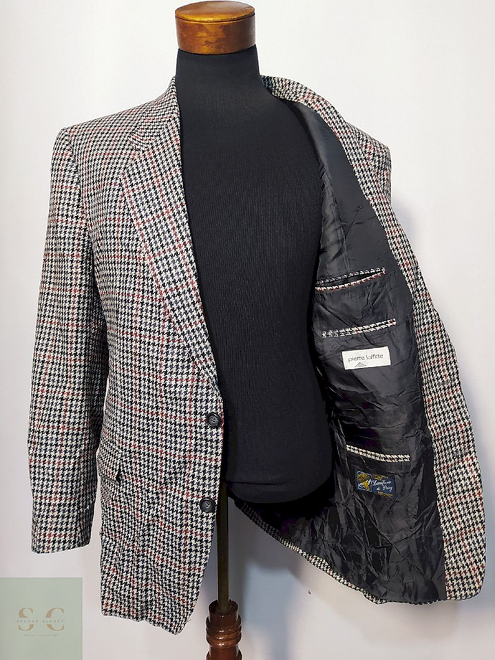 Blazer / Vestón Blanco Rojo Negro – Lana Virgen Talla XXL 1