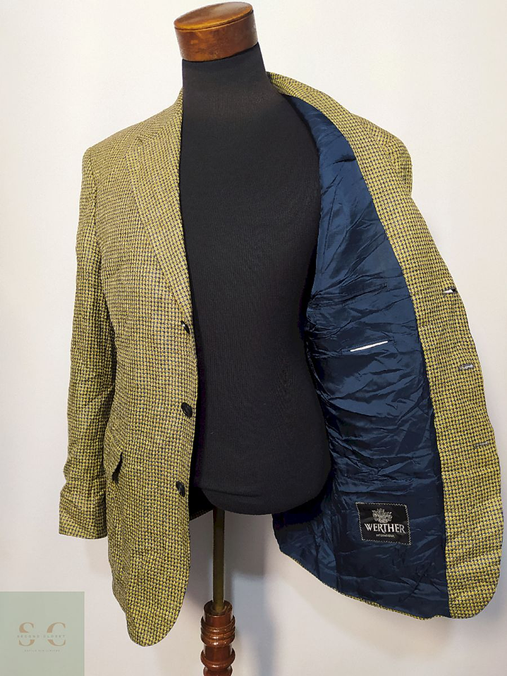Blazer / Vestón Werther Dorado Delgado – Lana y Seda – Talla LXL 1