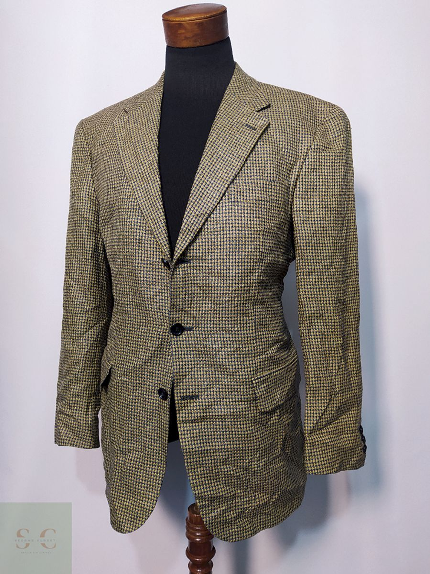 Blazer / Vestón Werther Dorado Delgado – Lana y Seda – Talla LXL 2