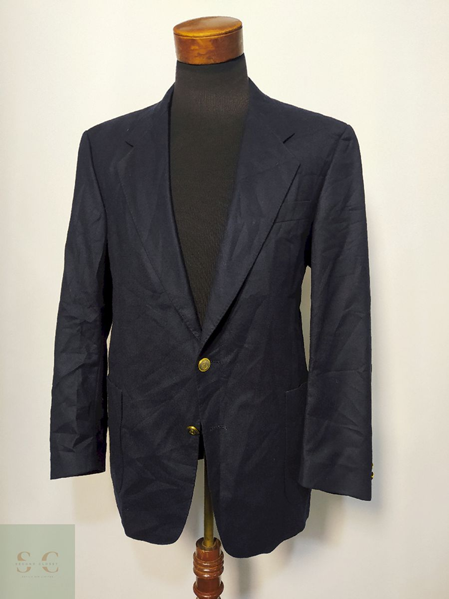 Blazer / Vestón Azul Botón Dorado – Lana Virgen – Talla L 1