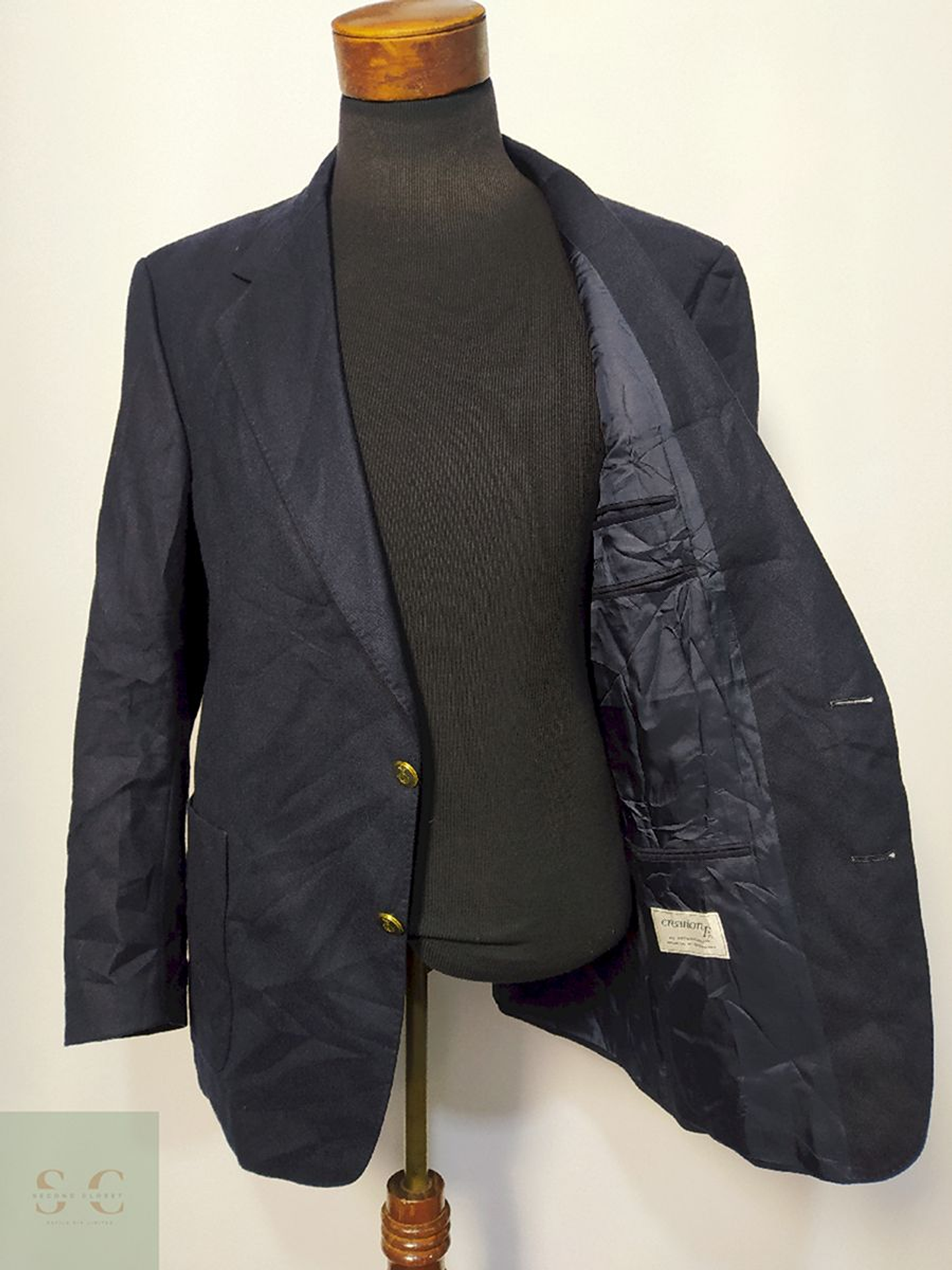 Blazer / Vestón Azul Botón Dorado – Lana Virgen – Talla L 4