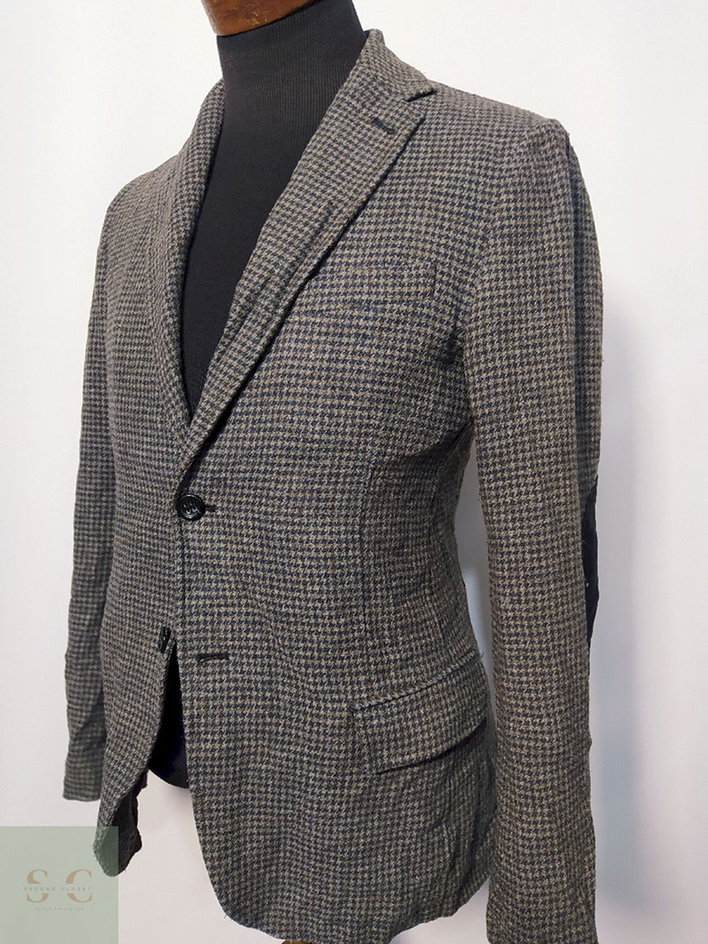 Blazer / Vestón Benetton Gris con Coderas – Talla S 4