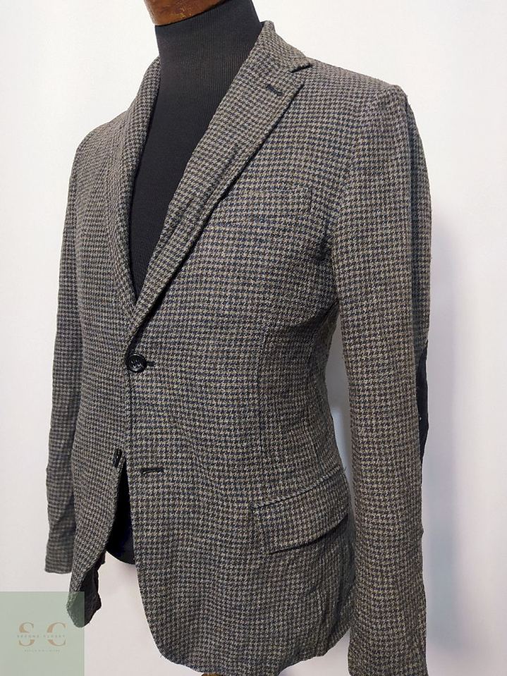 Blazer / Vestón Benetton Gris con Coderas – Talla S 4