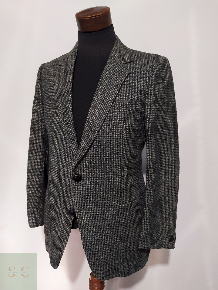 Blazer Tweed botón cuero Lana virgen - – Talla SM 1
