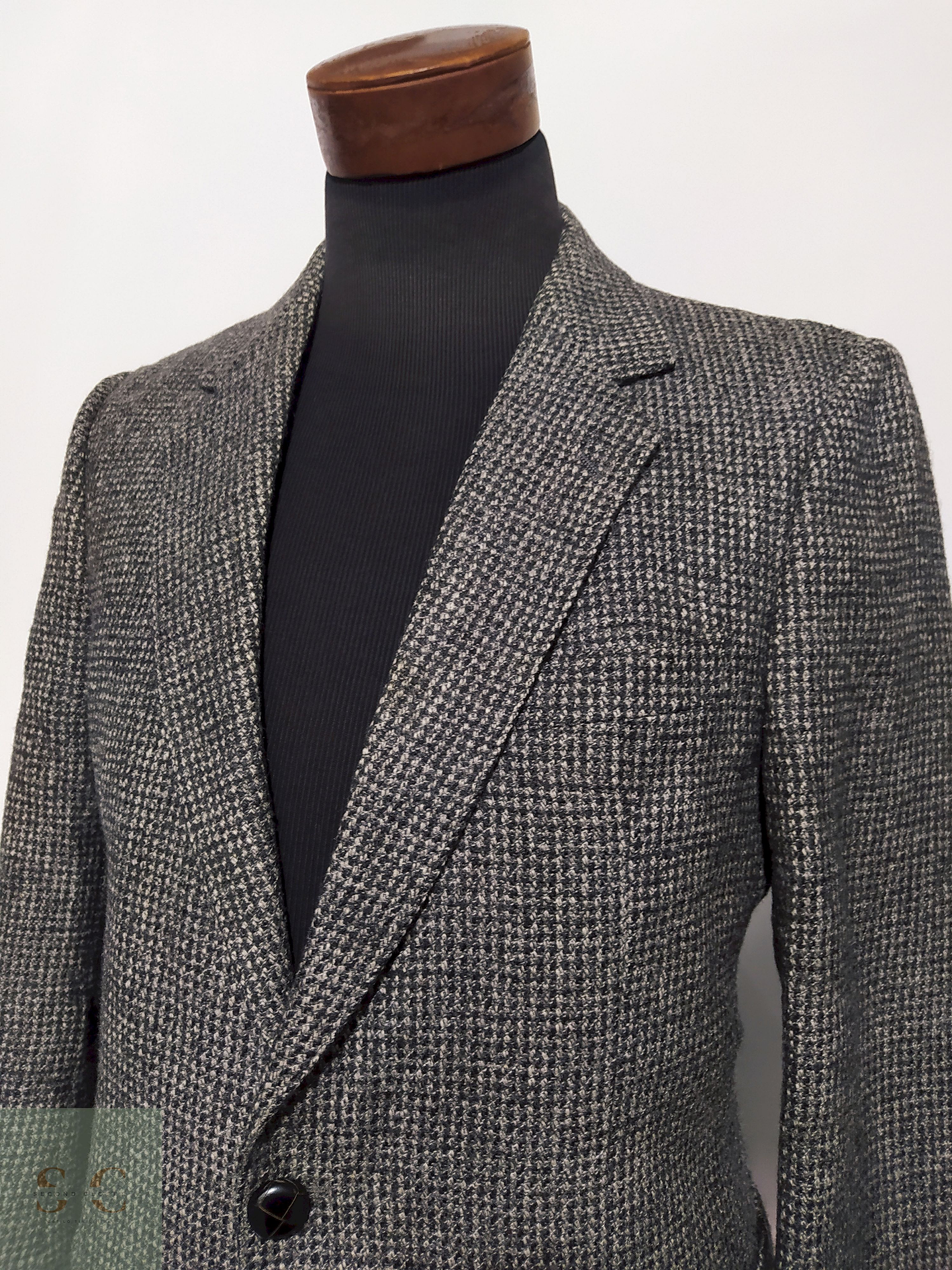 Blazer Tweed botón cuero Lana virgen - – Talla SM 4