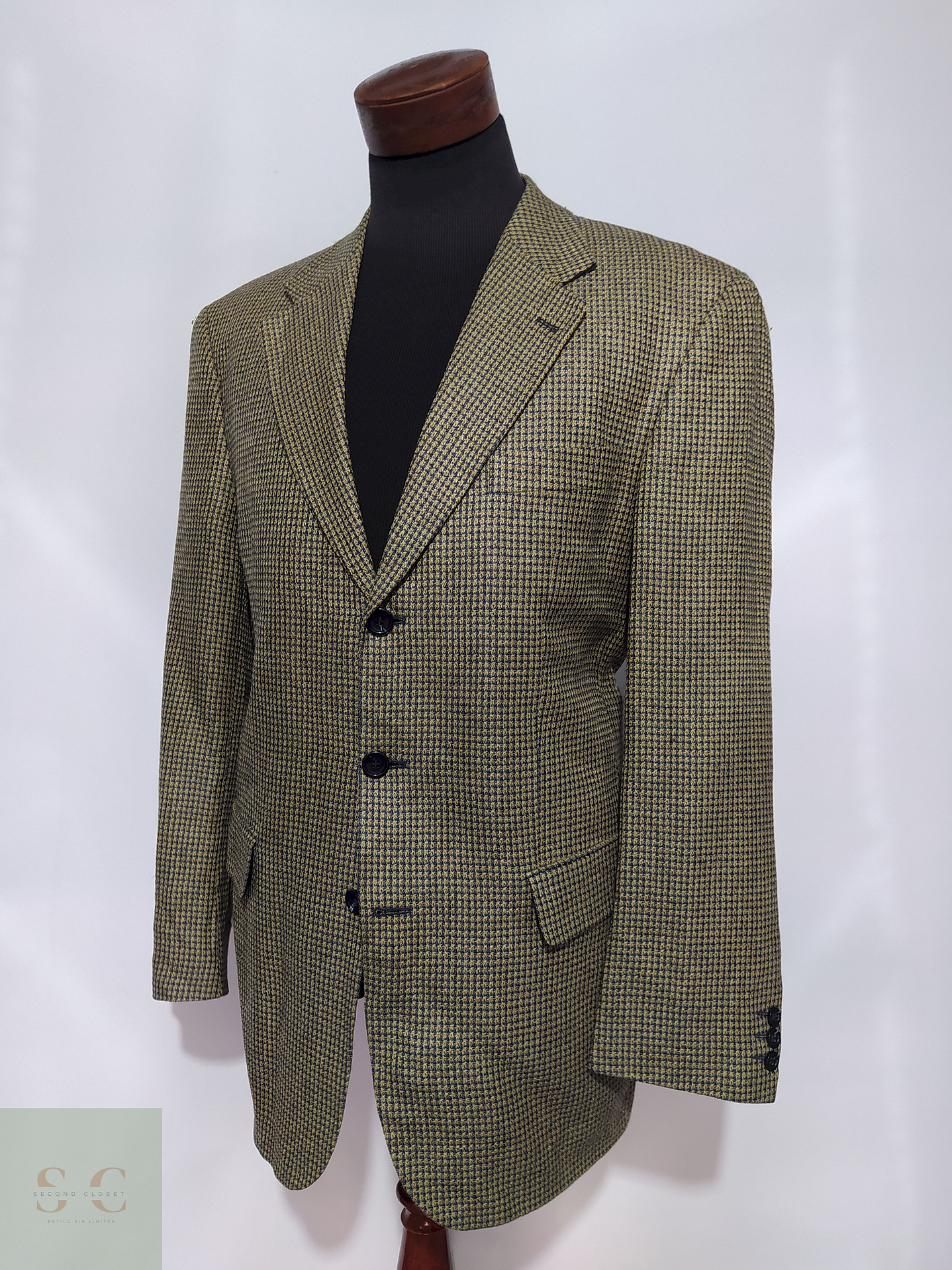 Blazer Werther 55% seda 45% lana virgen Dorado azul – Talla XL 1