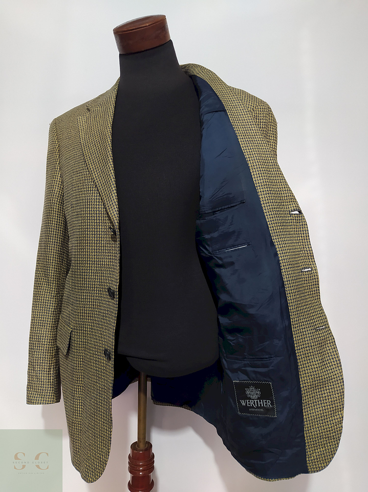 Blazer Werther 55% seda 45% lana virgen Dorado azul – Talla XL 3