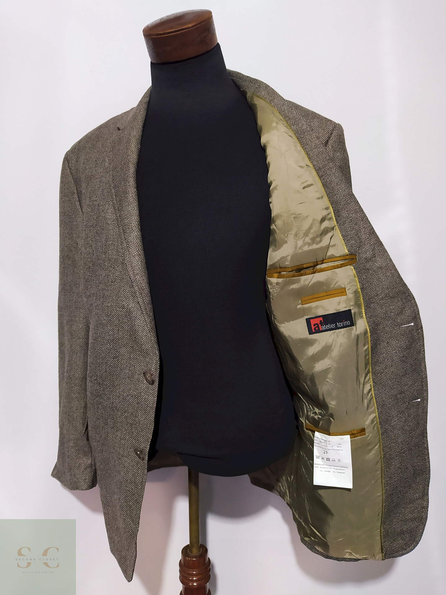 Blazer Atelier Torino 100% lana virgen Café claro – Talla XL 2