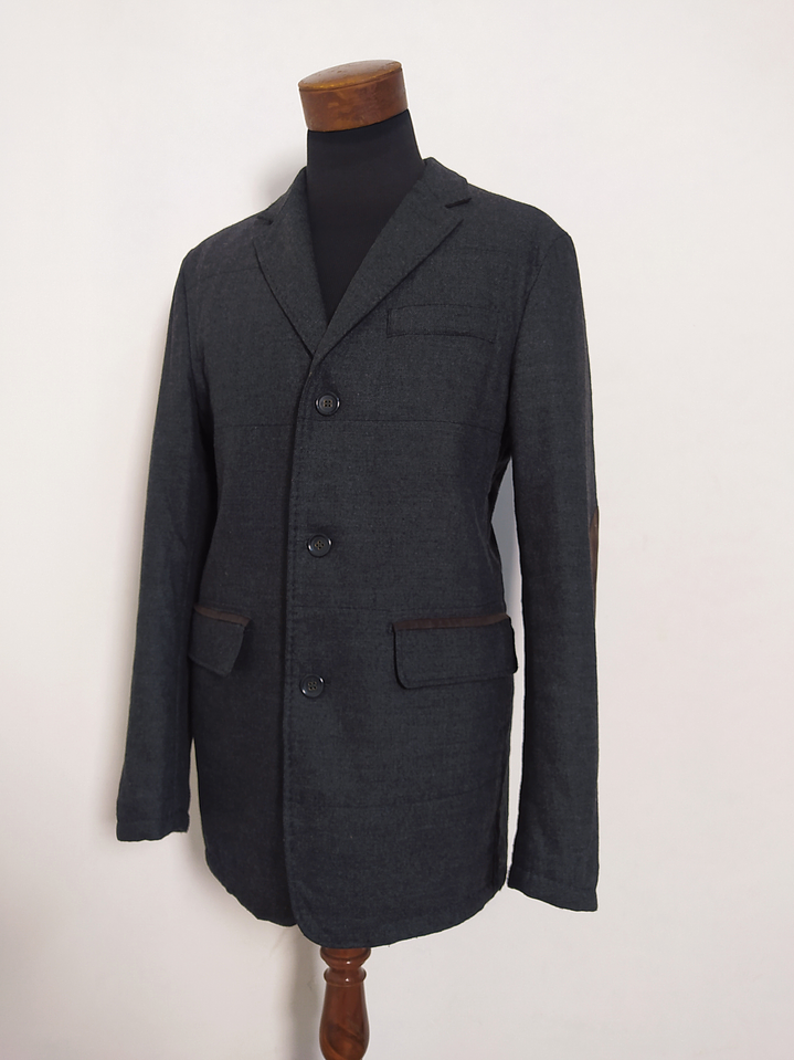 Blazer Bogner 100% Lana Virgen con Detalles en Cuero – Talla 48/50 (118 cm Pecho) 1