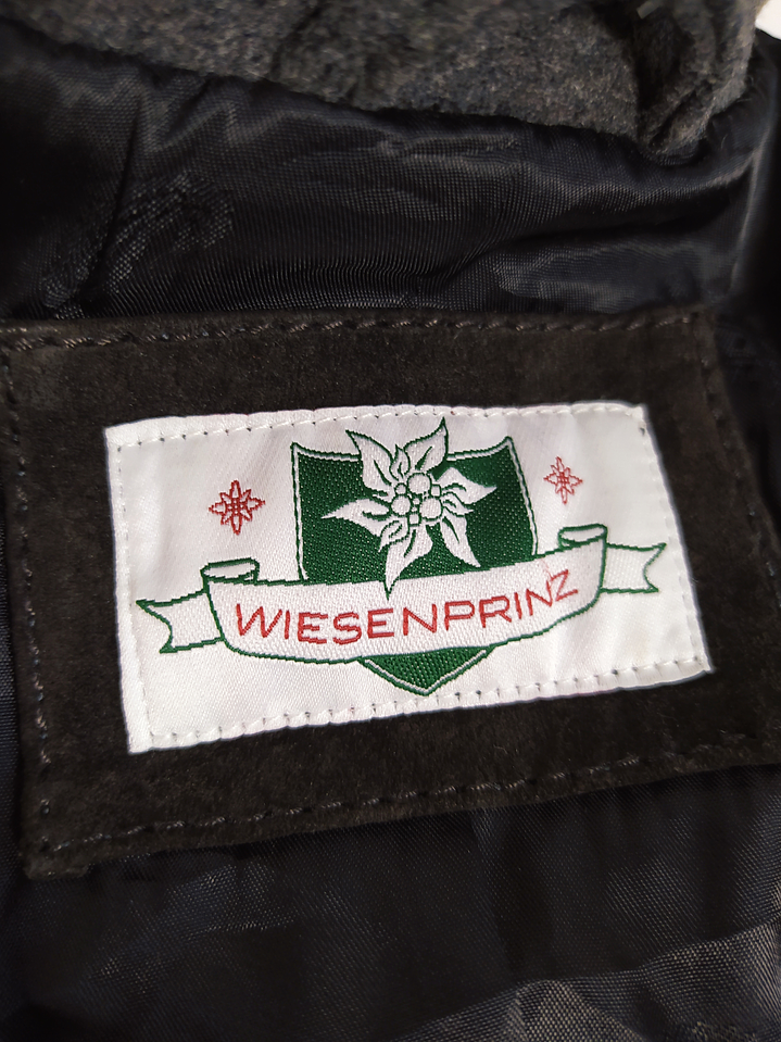 Chaqueta Alpina Wiesenprinz 100% Lana Virgen con Cuero – Talla 52 (128 cm Pecho)  5