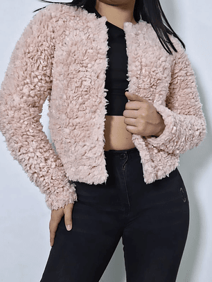 Abrigo eco piel H&M rosa pastel TALLA XS