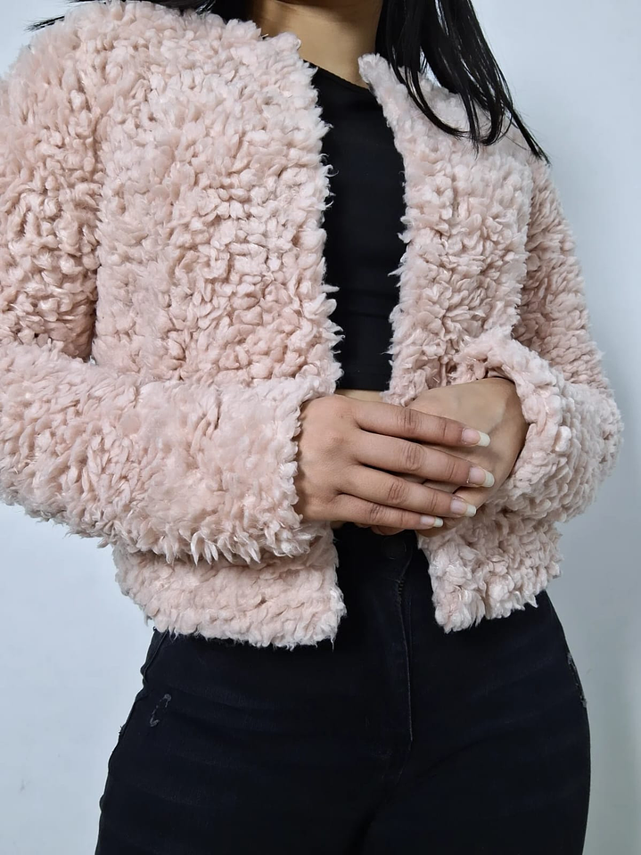 Abrigo eco piel H&M rosa pastel TALLA XS 2