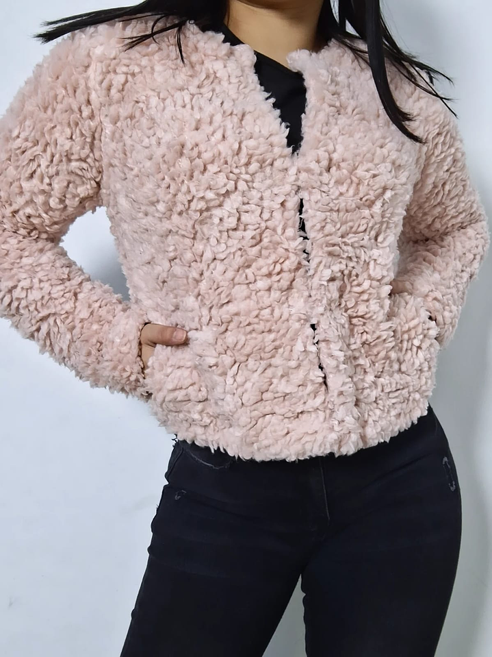 Abrigo eco piel H&M rosa pastel TALLA XS 4