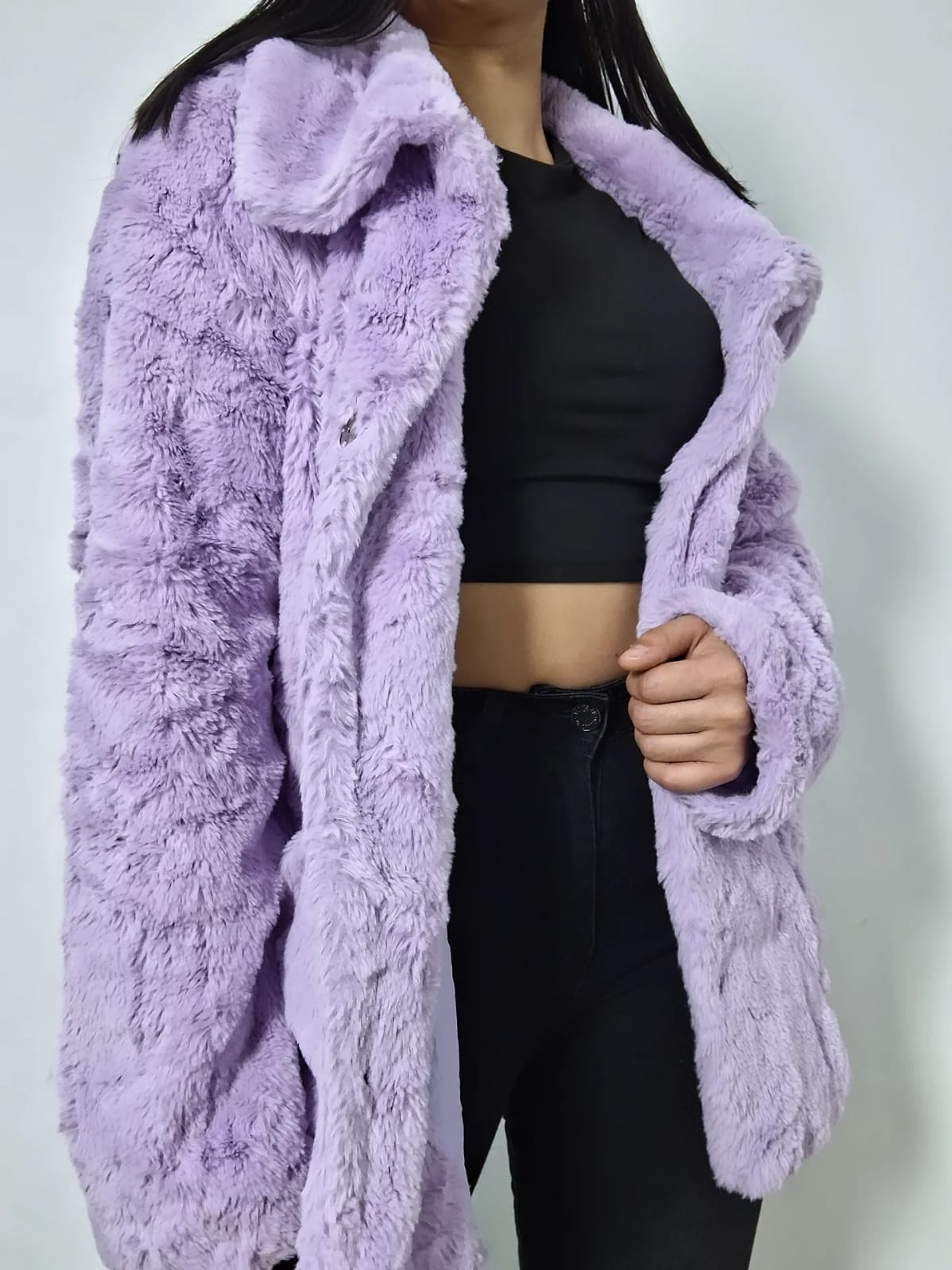 Abrigo eco piel lila TALLA SM 1