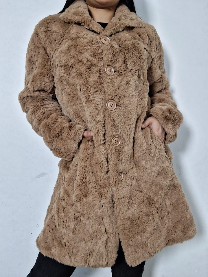 Abrigo eco piel camel clásico TALLA ML 4