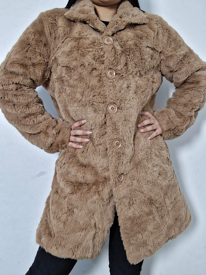 Abrigo eco piel camel clásico TALLA ML 5