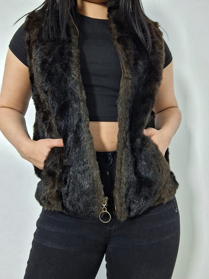 Chaleco eco piel Mango Tree café oscuro TALLA S 1