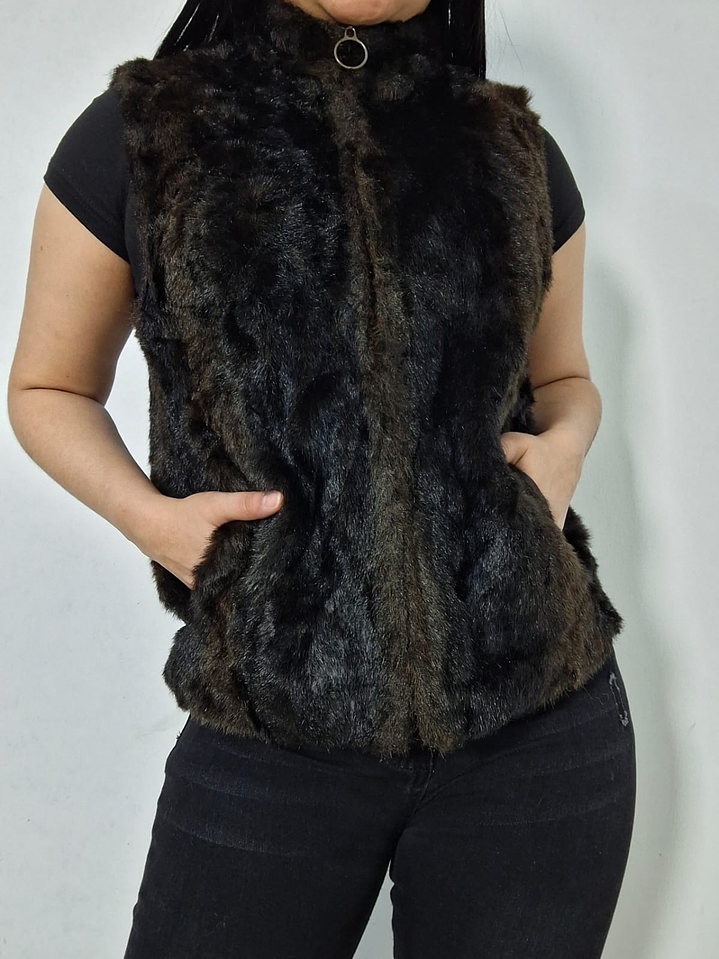 Chaleco eco piel Mango Tree café oscuro TALLA S 4