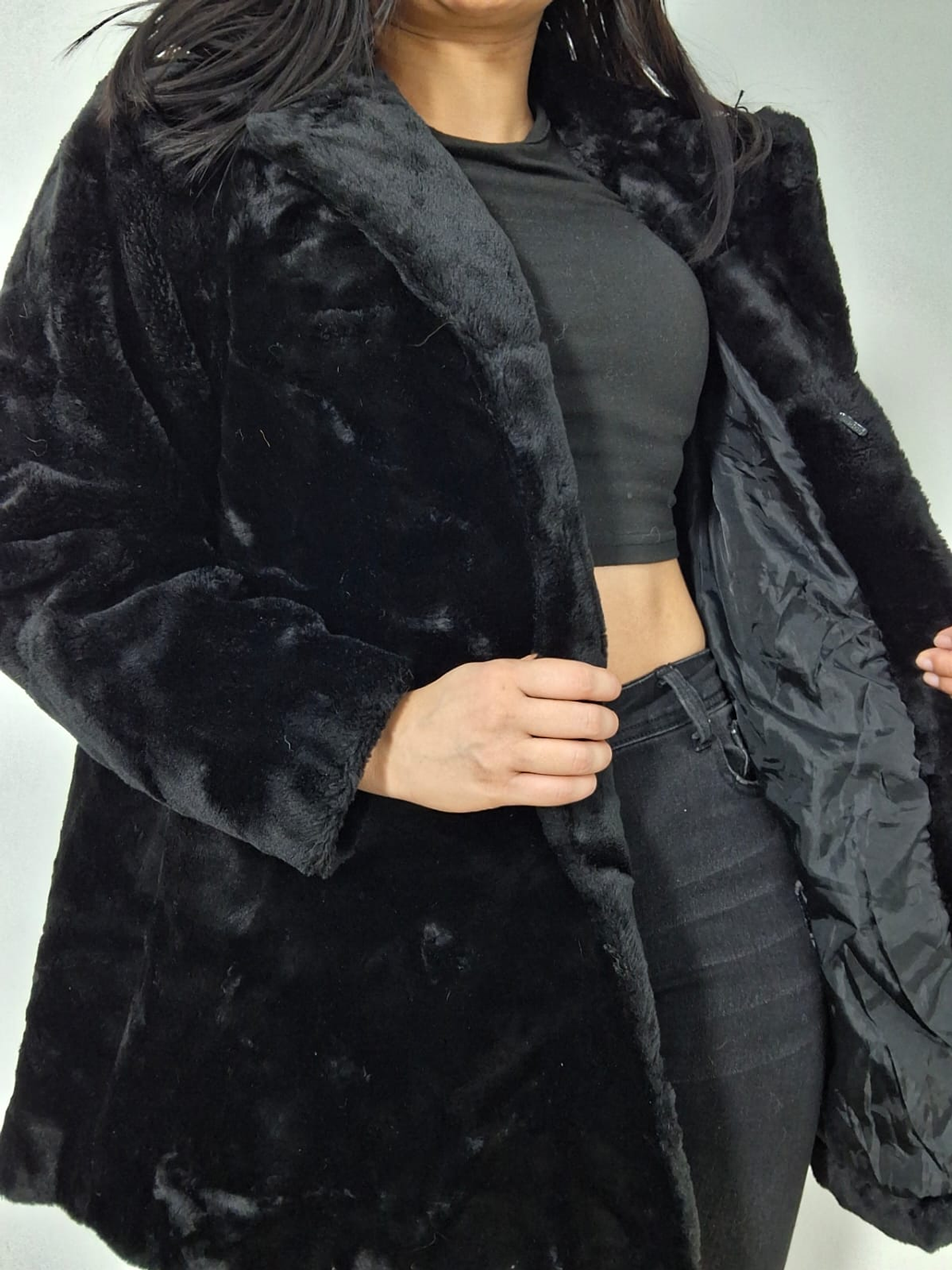 Abrigo eco piel Street Wear negro TALLA M 3