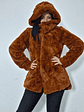 Abrigo eco piel The Outerwear caramelo con capucha TALLA SM - Miniatura 3