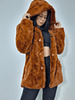 Abrigo eco piel The Outerwear caramelo con capucha TALLA SM - Miniatura 1