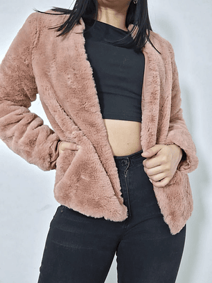Abrigo eco piel rosa palo TALLA XS