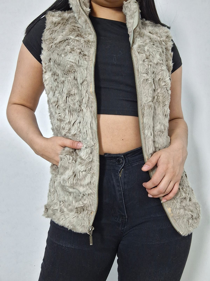 Chaleco eco piel Orsay beige TALLA S 2