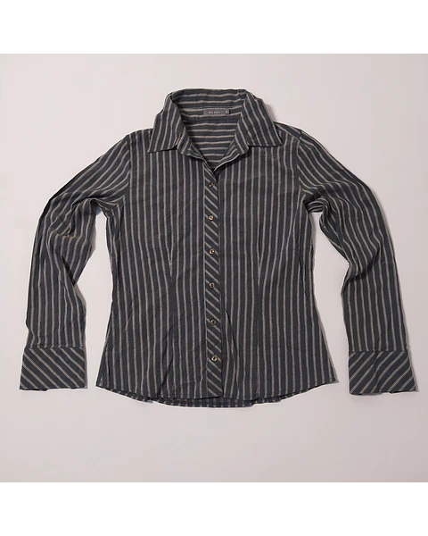 Camisa Mujer Gris Rayada Talla 38 VM01