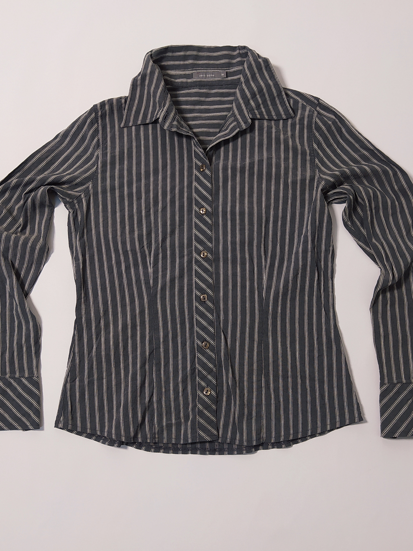 Camisa Mujer Gris Rayada Talla 38 VM01 1