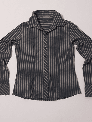 Camisa Mujer Gris Rayada Talla 38 VM01