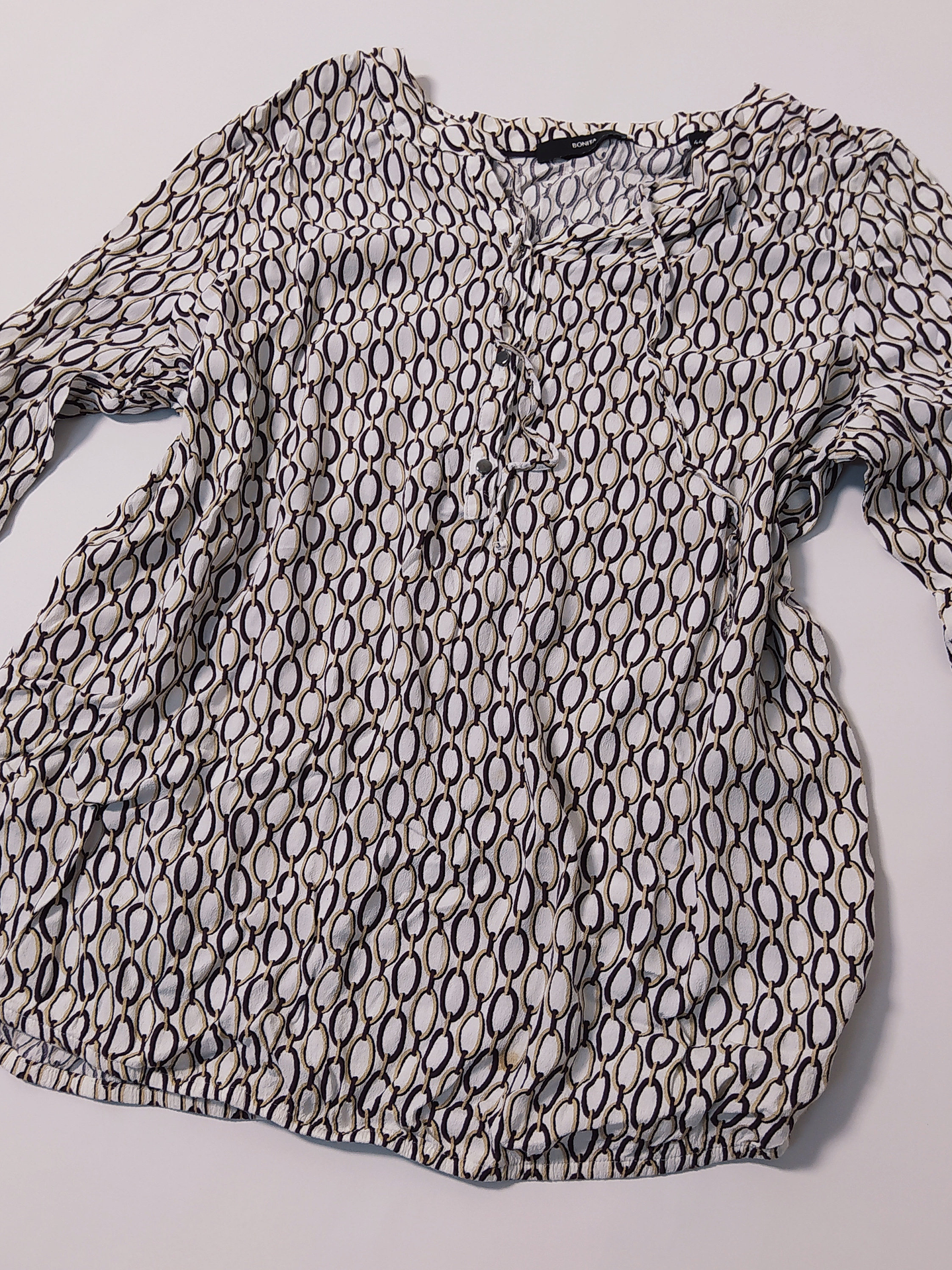 Blusa Crema Estampada Talla 44 VM15 2