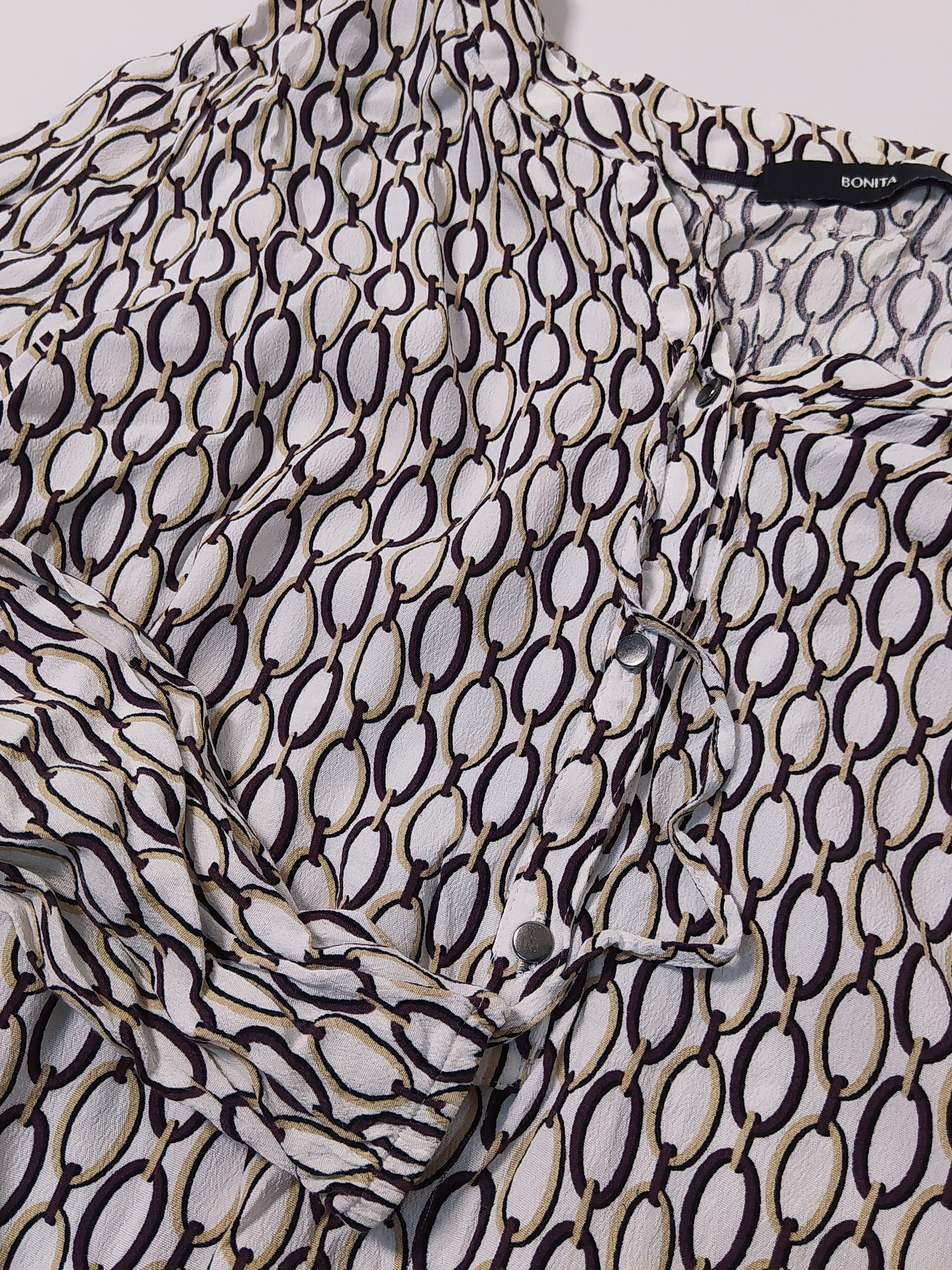 Blusa Crema Estampada Talla 44 VM15 4