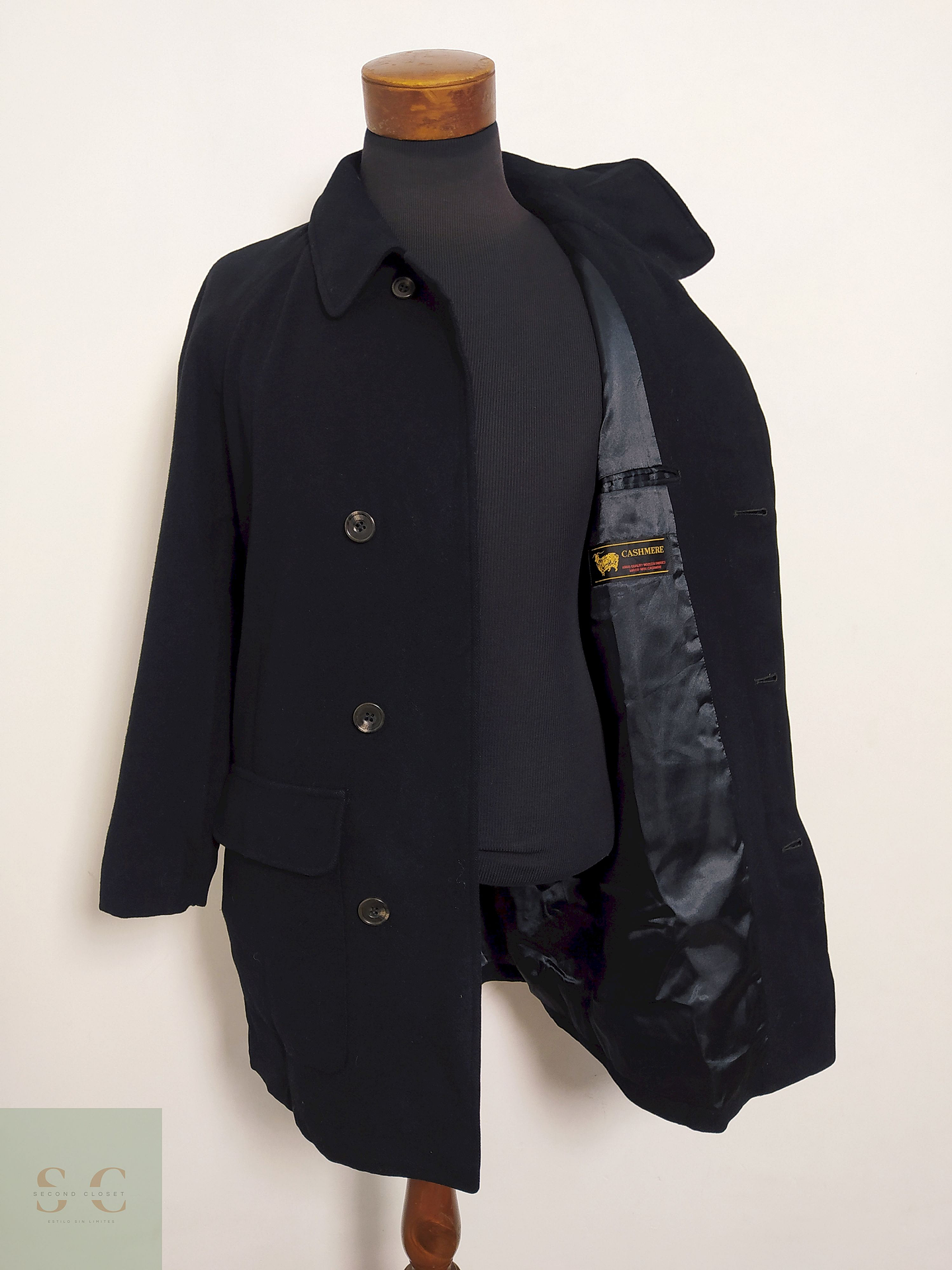 Abrigo Arbino Uomo Negro 100% Cashmere – Talla L 1