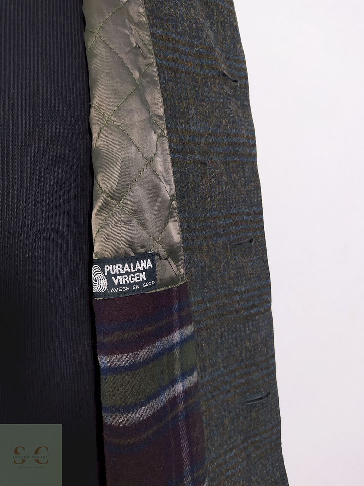 Abrigo Olloqui Verde Cuadro Sutil 100% Lana Virgen – Talla L 3