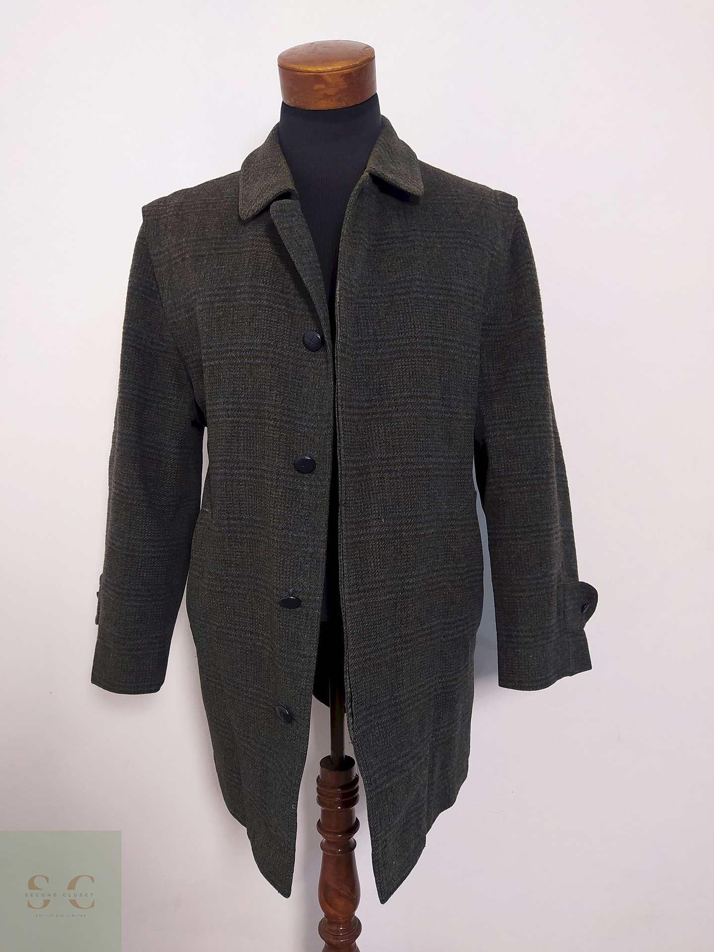 Abrigo Olloqui Verde Cuadro Sutil 100% Lana Virgen – Talla L 5