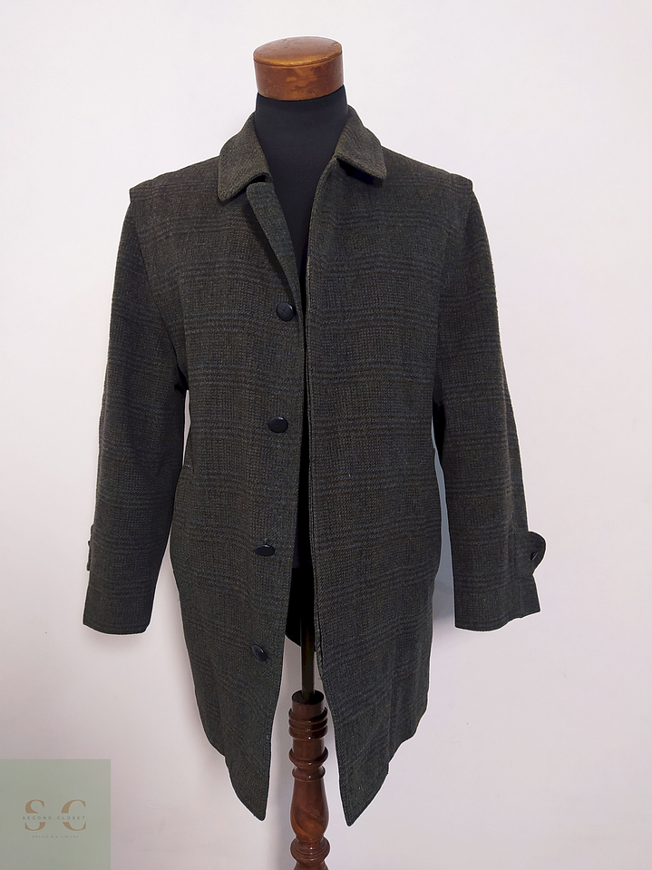 Abrigo Olloqui Verde Cuadro Sutil 100% Lana Virgen – Talla L 5
